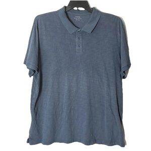 Vince Polo Shirt Men's XXL Blue Cotton Slub Short Sleeve Peru
